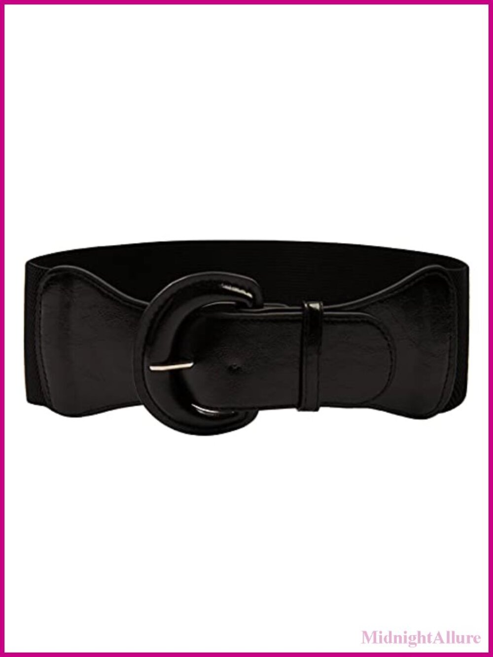 Wide Stretchy Cinch Belt Faux Leather Chunky Buckle Waist Belt